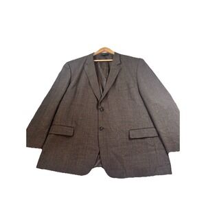 Joseph Feiss Men's 52R Plaid Sport Coat Brown Jacket Two Button Lambswool